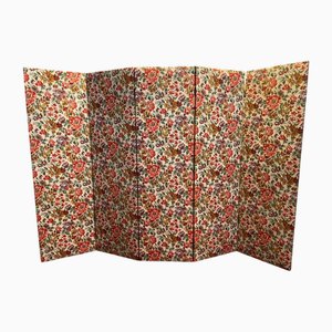 Paravent en Tissu avec Motif Fleuri, 1960s