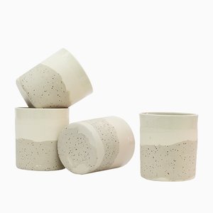 Ceramic Cups in Speckled and White Clay by Maevo, 2017, Set of 4