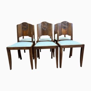 Sillas Art Déco de nogal. Juego de 6