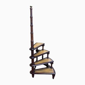 Mahogany and Leather Library Stepladder