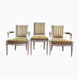 Louis XVI Style Cabriolet Armchairs and Louis XVI Chair, Set of 3