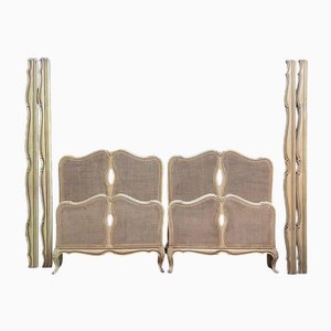 Louis XV Bett aus Rohrgeflecht, 2er Set