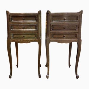 Tables de Chevet Style Louis XV en Chêne, Set de 2