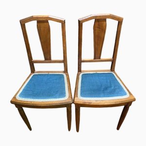 Set of Art Deco Chairs with Upholstered Seats