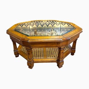 Rounded Coffee Table with Glass Top