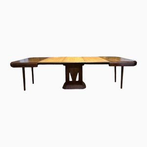 Art Deco Walnut Dining Table with Central Leg