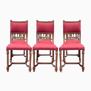 Renaissance Style Carved Walnut Chairs, Set of 6
