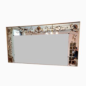 Großer Jugendstil Églomisé Brasserie oder Bistro Spiegel