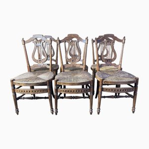 Provencal Lyre Straw Chairs, Set of 6