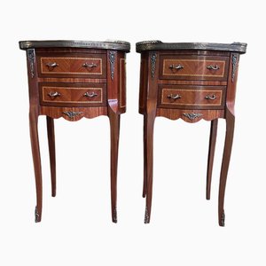 Louis XV Marquetry Bedside Tables, Set of 2