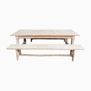 Beech Farm Table and Benches, Set of 3