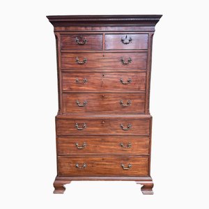 19th Century Tallboy Commode in English Mahogany