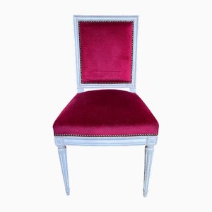Louis XVI Red Velvet Chairs, Set of 6
