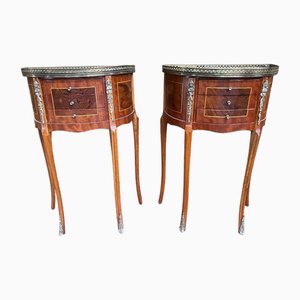 Louis XV Half-Moon Bedside Tables, Set of 2
