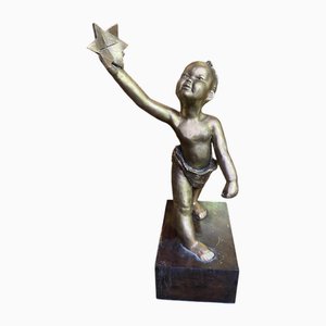 Bronze with Child Wearing a Star of David by Anouk Dupont
