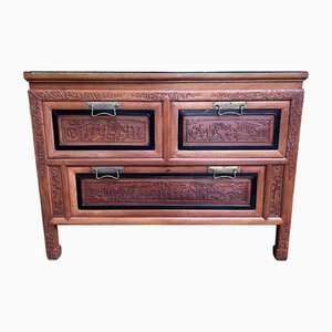 Indochinese Chest of Drawers with Carved Panels