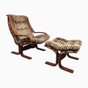 Set of Vintage Siesta Lounge Chair and Ottoman by Ingmar Relling for Westnofa, 1960s