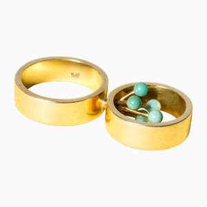 Anillo de oro y turquesa de Hans Hansen, años 60