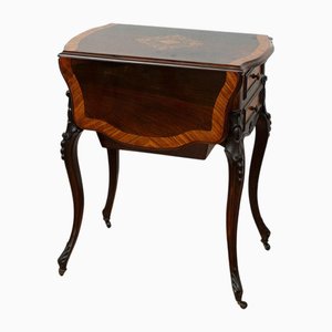 Table de Travail Napoléon III Antique en Bois Exotiques Fins, France, 19ème Siècle