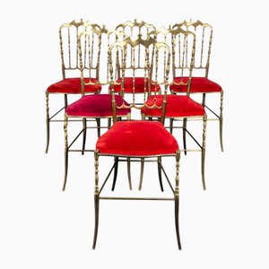 Vintage Italian Model Chiavari Bronze Chairs, 1960, Set of 6