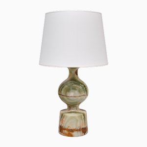 Lámpara de mesa de ónice con pantalla de marfil, Italia, años 70