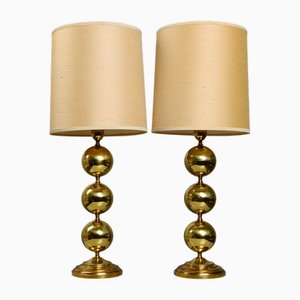 Lampade da tavolo in ottone nello stile di Stilarmatur, Svezia, anni '60, set di 2