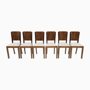Sillas de comedor italianas Art Déco de nogal, años 40. Juego de 6