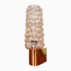 Wandlampe aus Messing & Bernsteinfarbenem Glas von Helena Tynell für Glashütte Limburg, 1970er