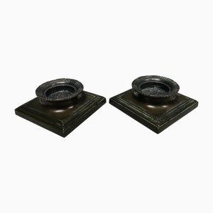 Dänische Disko-Metall Kerzenständer von Just Andersen, 1950er, 2er Set