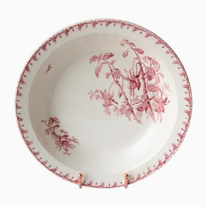 French Fuchsia Serving Dish Terre De Fer from Gien, 1890s