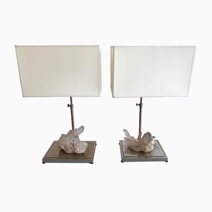 Rock Crystal Quartz Lamps, 1970s, Set of 2