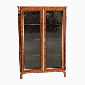 Small 19th Century Louis XVI Showcase in Blond Mahogany Veneer
