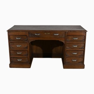 Art Deco Oak Pedestal Desk, 1940s