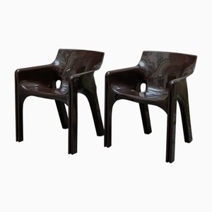 Set of Brown Gaudi Chairs by Vico Magistretti for Artemide, Italy, 1970s