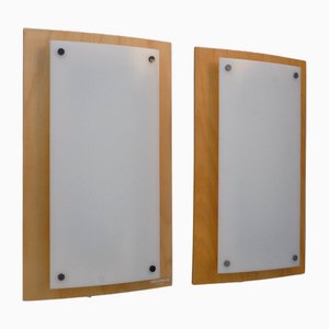 Beech and Acrylic Wall Lamps by Lars Bessfelt for Ateljé Lyktan, Sweden, 1980s, Set of 2