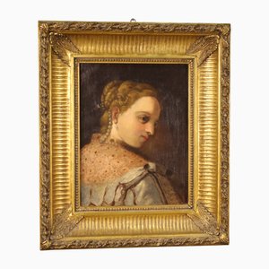 Retrato de una joven noble, del siglo XIX, óleo sobre lienzo