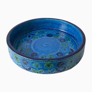 Blaue Blumenschale von Aldo Londi für Bitossi, 1960er