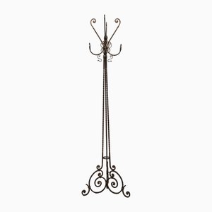 Italian Revolving Floor Coat Hanger in Wrought Iron, 1970s
