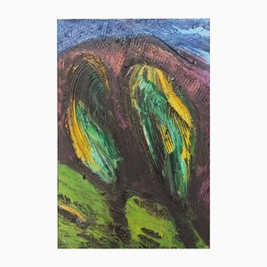 Michel Chapuis, Expressionistische Landschaft, 1988, Kleines Acryl auf Leinwand