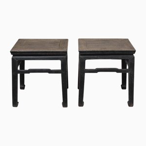 Set of Dark Elm Stools