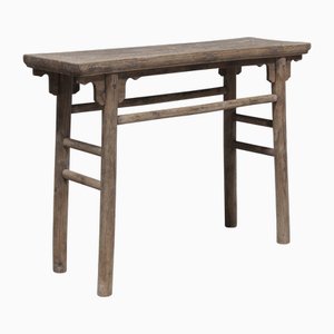 Table Antique en Orme avec Pieds Arrondis