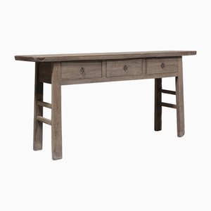 Antique Elm 3-Drawer Console