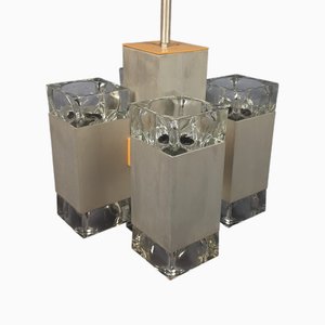 Ice Cube Glass Aluminum Pendant by Gaetano Sciolari, 1970s