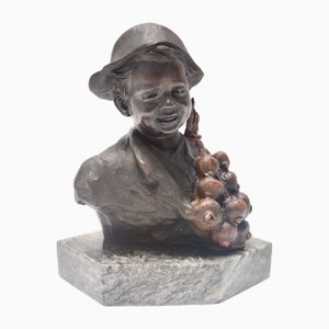 Enfant Vendant des Oignons Vintage en Bronze par De Martino, Italie, 1920s