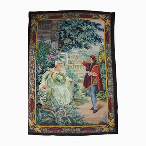 Antique French Aubusson Tapestry with Romantic Scene