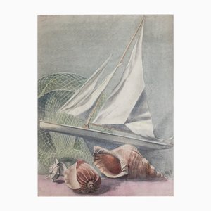 Jean Montels, Large Marine Scene, 1962, Création sur Papier