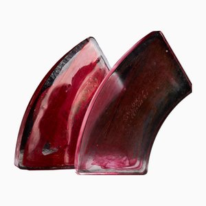 Pink Cenedese Murano 70 Bookends, Set of 2