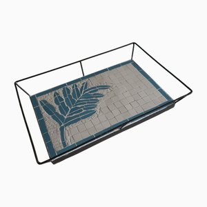 Black and Blue Ceramic Metal Tray