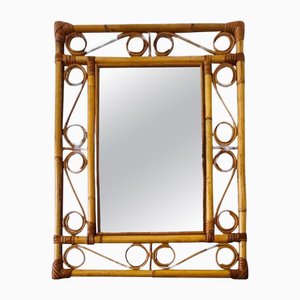 French Riviera Mirror in Bamboo & Rattan, 1960s