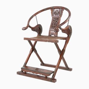 Antique Chinese Jiaoy Chair, Qing Dynasty, 19th Century